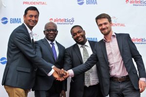 From left to right Murthy Chaganti (Chief Operating Officer of AirtelTigo Ghana), Emmanuel Mokobi Aryee (CEO of Prudential Life), Seth Eshun (Head of Supervision of the National Insurance Commission)